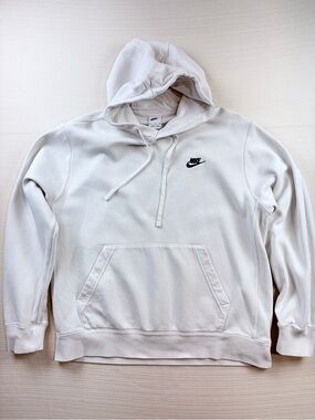 Women’s Nike Sportswear Club Fleece Pullover Hoodie White Black XL